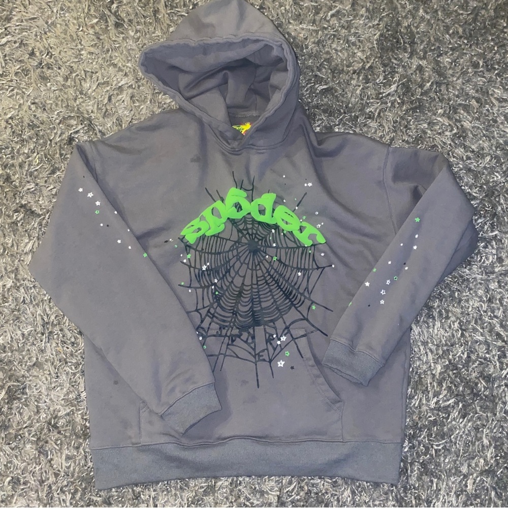 Sp5der Gray Pullover Hoodie Mens Size XL Web Sweatshirt Young Thug